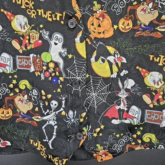 Vintage Looney Tunes Vest Mens One Size L Black Halloween Tweety Taz Bugs 90s